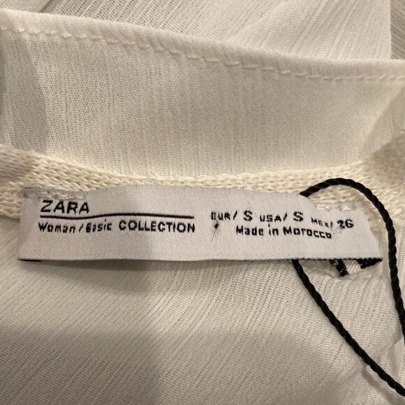 Zara White/Grey Striped Tank Top Waterfall Back small nwot - Picture 6 of 8